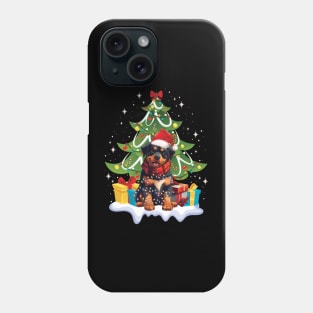 Merry Christmas Tree With Rottweiler Dog Phone Case