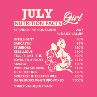 July Girl Nutrition Facts Servings Per Container T-Shirt