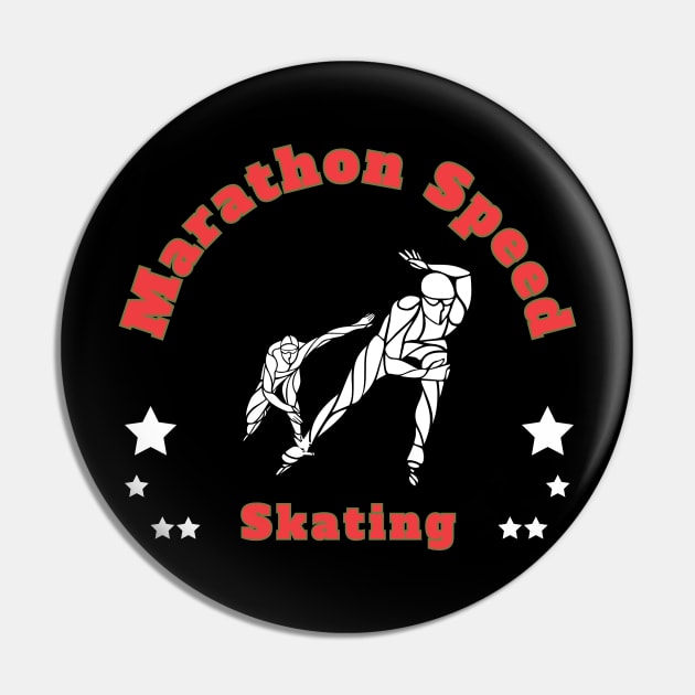 Marathon Speed Skating in Red Font Pin by Southern Borealis