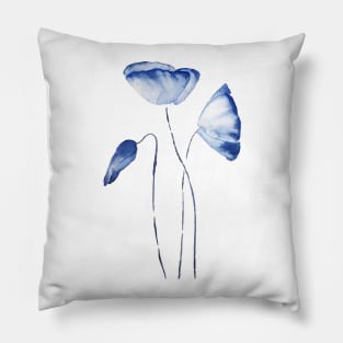 3 indigo blue poppies Pillow