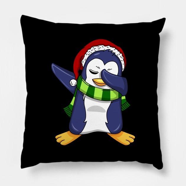 Penguin Dabbing Dab Dance Christmas Gift Pillow by Pummli