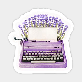 LILAC PURPLE VIOLET VINTAGE TYPEWRITER WITH FLOWERS Magnet