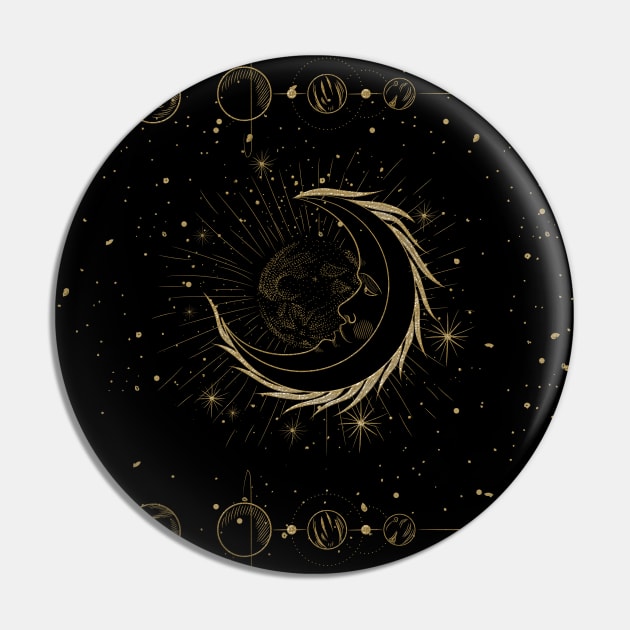 Elegant golden moon with stars Pin by Nicky2342