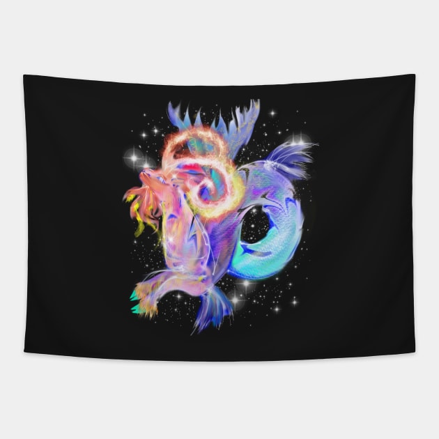 Colorful Rainbow Capricorn symbol image astrology zodiac art Tapestry by starchildsdesigns