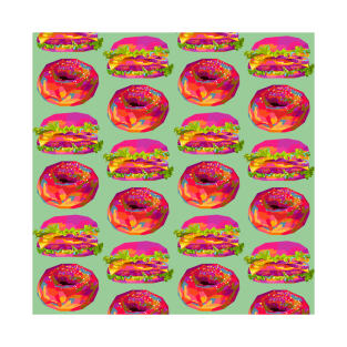 Burger Donut Wpap Pop Art Pattern brown background T-Shirt