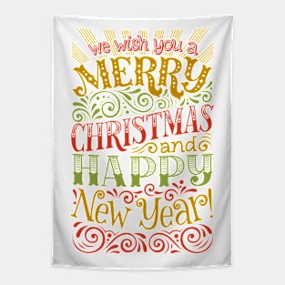 Merry Christmas Happy New Year Tapestry