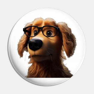 Golden Retriever Lilly with Glasses Pin