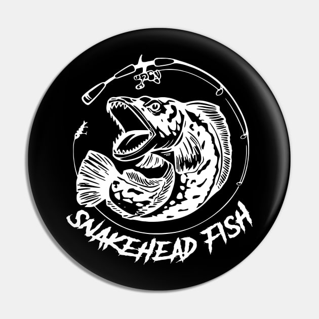 Snakehead Fish Funny Gift For Fishing Lover Pin by ValentinkapngTee