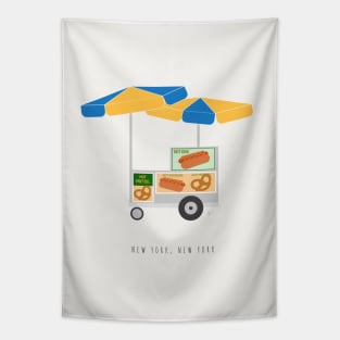 New York City, NYC Hot Dog & Pretzel Cart Tapestry