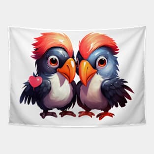 Valentine Tropical Bird Couple Tapestry