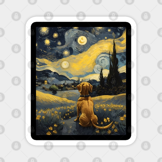 Starry Night Dachshund  Dog , Van Gogh Dachshund Art Magnet by VisionDesigner