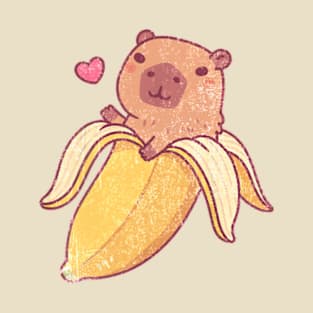 Cute Capybara In Banana T-Shirt