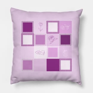 pattern of squares framed with lace, roses ornaments Pillow