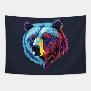 Neon grizzly bear head Tapestry