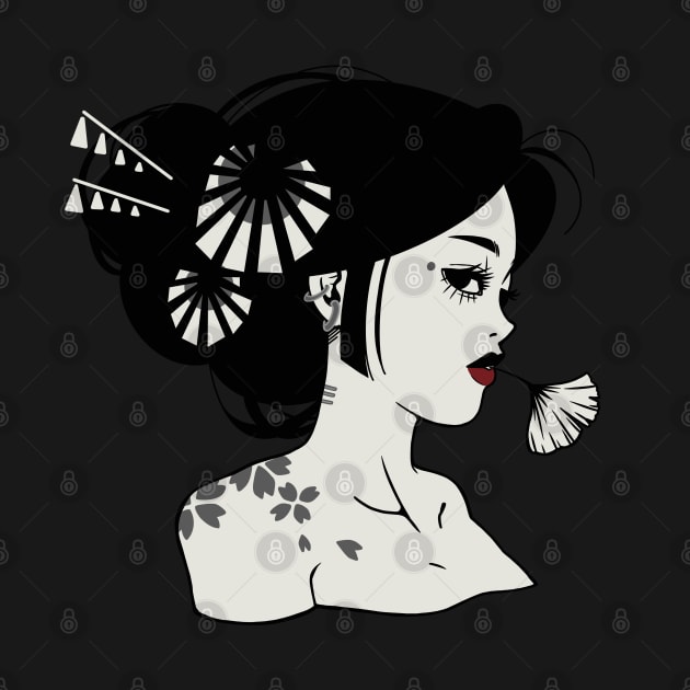 Geisha Design | Handmade Geisha Illustration | Digitally Illustrated Japanese Geisha by Atelier Serakara