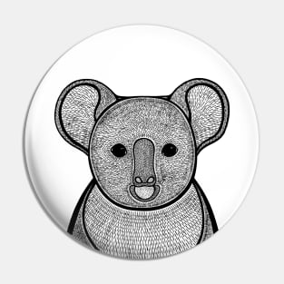 Koala Ink Art - cool detailed animal design - on white Pin