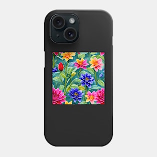 Delicate Flowers and Leaves Watercolor Painting Phone Case