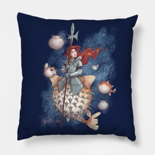 Pufferfish, Medieval Knight, Hopeful Mermaid Pillow