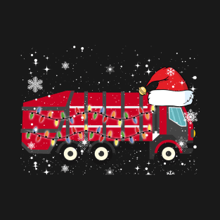 Garbage Truck Shirt Christmas Santa Hat Themed T-Shirt