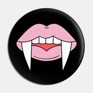 Vampire Girl fangs and pink lips Zombie Halloween Illustration Pin