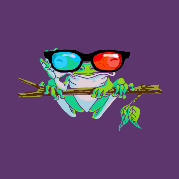 Graphic Tree Frog Wearing 3D Glasses by Mudge