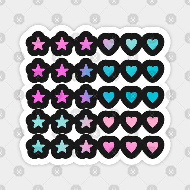 Back to School Teal and Fuchsia Gradient Hearts and Stars Magnet by JuneNostalgia