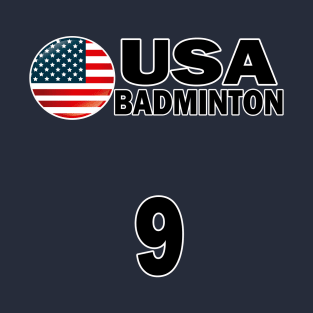 USA Badminton Number 9 T-shirt Design T-Shirt