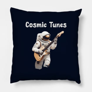 Astronaut playing guitar in space Pillow