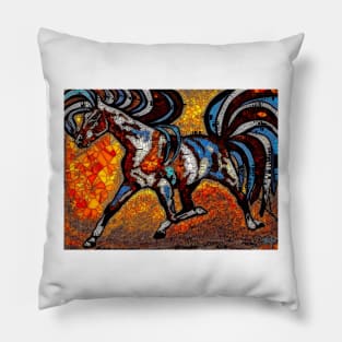 Run Pony Run Abstract Mosaic Pillow