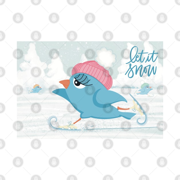 Wonderful, funny wintermood in this cute Christmas greeting with birds scating on the ice by marina63
