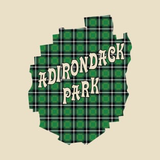 Green Plaid Adirondack Park Text T-Shirt