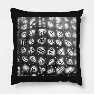 Alien Arcane Aesthic AiArt Alien runes 2 Pillow