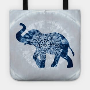 Mandala Elephant Indigo Blue Tie Dye Tote