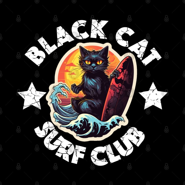 Black Cat Surf Club (White Lettering) by VelvetRoom