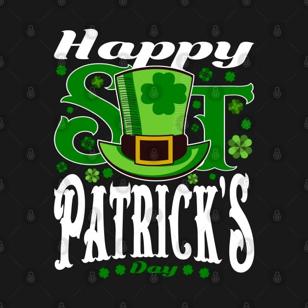 Happy St Patrick's Day Green White Text by JaussZ