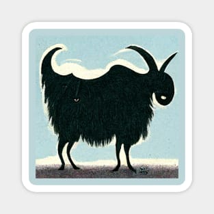 Silhouette of a furry billy goat with horns. Magnet