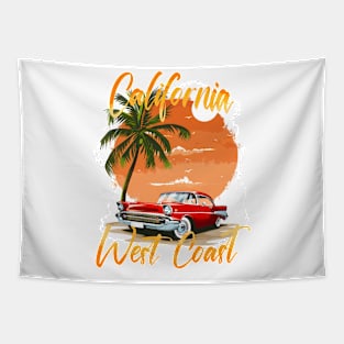 California west coast Retro Summer Vibes Beach Life Classic Car Novelty Gift Tapestry