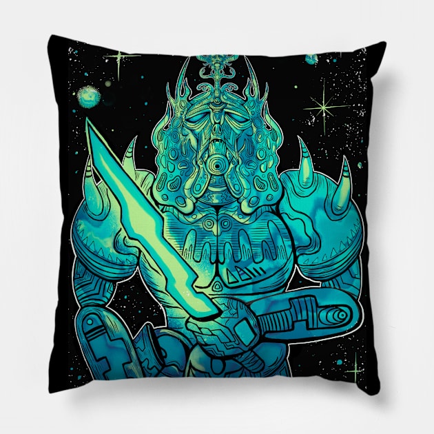 The Emerald Sentinel Pillow by Mind Reaper