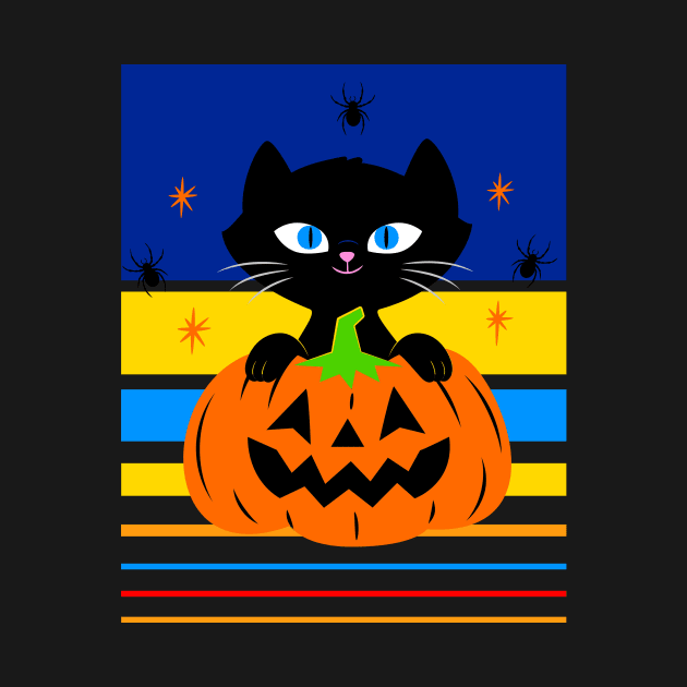 HAPPY Halloween Black Cat In Pumpkin by SartorisArt1