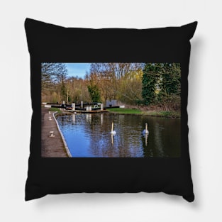 Swans At Greenham Lock Pillow