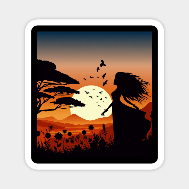 twilight woman silhouette Magnet by Pickyysen