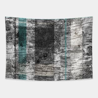 Rustic Plaid Birch Grey White Teal Green Tapestry