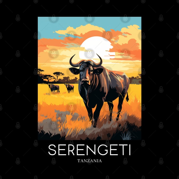 A Pop Art Travel Print of the Serengeti National Park - Tanzania by Studio Red Koala