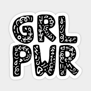 GRL PWR Girl Power Typography Art Magnet