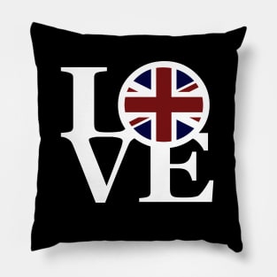 LOVE United Kingdom (white text) Pillow