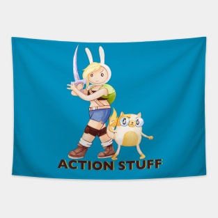 Action Stuff!! Fionna and Cake / Adventure Time fan art Tapestry