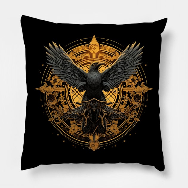 Raven Design Pillow by MushMagicWear