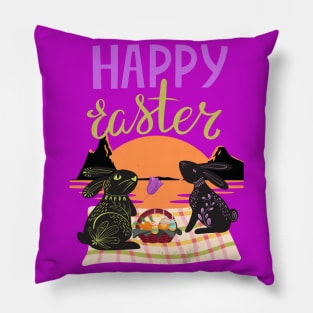 EASTER BUNNIES ON THE BEACH Pillow