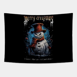 Merry Creepmas Evil Snowman Grunge Tapestry