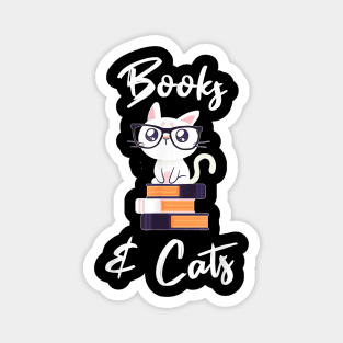 Books And Cats  Cat Lover Book Lover Nerd Cat Gift Magnet